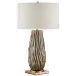 Настольная лампа с фактурным корпусом и тканевым абажуром Smooth Peaks варинант исполнения - 3 | Loft Concept в Ростове-на-Дону