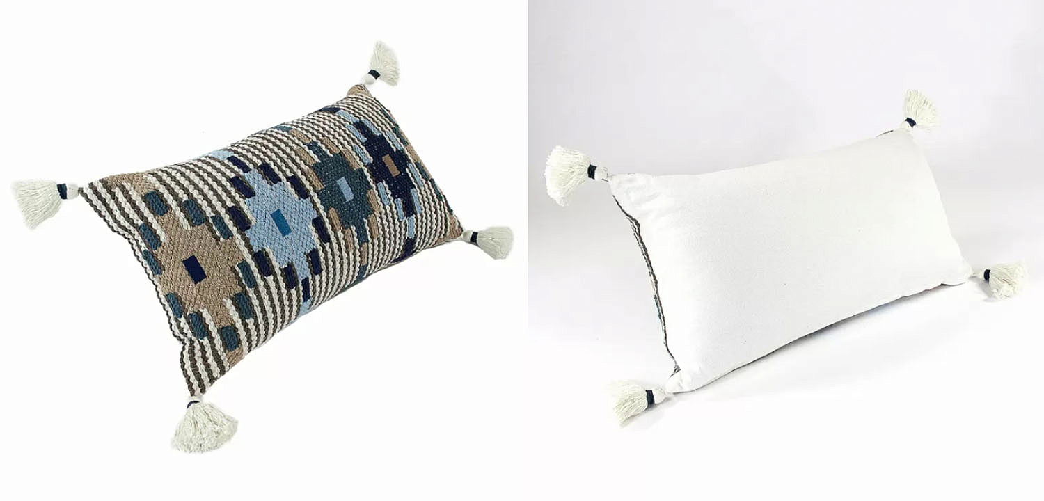 Подушка Blue Ikat с кисточками Подушка Blue Ikat с кисточками - Loft-Concept в Ростове-на-Дону