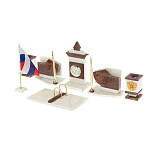 Настольный письменный набор из мрамора и лемезита с гербом и флагом России Marble Accessory варинант исполнения - 2 | Loft Concept в Ростове-на-Дону