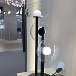 Настольная лампа с тремя прозрачными куполообразными плафонами и черным металлическим основанием Flos Wireline Lighting варинант исполнения - 4 | Loft Concept в Ростове-на-Дону