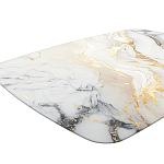 Обеденный стол с прямоугольной столешницей из стекла на черных металлических ножках White Marble варинант исполнения - 4 | Loft Concept в Ростове-на-Дону