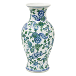 Ваза с зелено-голубым цветочным узором на белом фоне 47 см Blue & White Ornament варинант исполнения - 1 | Loft Concept в Ростове-на-Дону