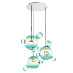 Люстра подвесная с прозрачными бирюзовыми стеклянными шарами и круглым основанием 3 лампы Giopato & Coombes варинант исполнения - 3 | Loft Concept в Ростове-на-Дону