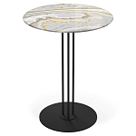 Стол журнальный с круглой столешницей из стекла Gray and Gold Marble варинант исполнения - 1 | Loft Concept в Ростове-на-Дону