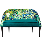 Диван двухместный из натурального бука зеленый с цветочным принтом Impressionism in Art варинант исполнения - 1 | Loft Concept в Ростове-на-Дону