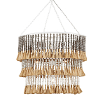 Люстра трехъярусная с декором из круглых деревянных бусин с кисточками Gray Brown Wooden Beads Chandelier варинант исполнения - 2 | Loft Concept в Ростове-на-Дону