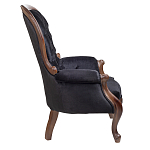 Кресло с мягкой обивкой из черного велюра на 4-х деревянных ножках Evelyn Classical Armchair варинант исполнения - 2 | Loft Concept в Ростове-на-Дону