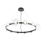 Люстра подвесная круглая с 12-ю прозрачными куполообразными плафонами и черным металлическим основанием Flos Wireline Lighting варинант исполнения - 3 | Loft Concept в Ростове-на-Дону