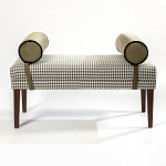 Банкетка Banquette PIED DE POULE с принтом гусиная лапка и бежевыми подлокотниками  варинант исполнения - 3 | Loft Concept в Ростове-на-Дону