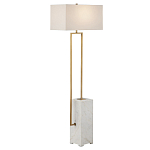 Торшер с прямоугольным абажуром на белом мраморном основании Asymmetry on Marble варинант исполнения - 4 | Loft Concept в Ростове-на-Дону