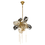 Люстра подвесная со стеклянными плафонами из дымчатого и золотистого с шестью вертикальными подвесками Gilded Mirage  варинант исполнения - 5 | Loft Concept в Ростове-на-Дону