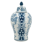 Ваза с крышкой и голубым цветочным рисунком на белом фоне Blue & White Ornament варинант исполнения - 2 | Loft Concept в Ростове-на-Дону