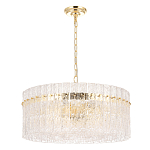 Люстра подвесная круглая с прозрачными рельефными стеклянными вставками и золотым основанием Textured Glass Chandelier варинант исполнения - 1 | Loft Concept в Ростове-на-Дону