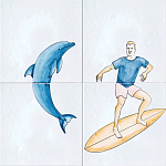 Плитка с узором Дельфин Серфингист варинант исполнения - 2 | Loft Concept в Ростове-на-Дону