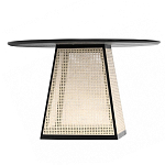 Обеденный стол с круглой чёрной столешницей и плетёным основанием Savanna Round Table варинант исполнения - 1 | Loft Concept в Ростове-на-Дону