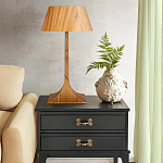 Настольная лампа со скошенным конусовидным абажуром и фигурной ножкой в цвете тик Accord Lighting варинант исполнения - 6 | Loft Concept в Ростове-на-Дону