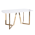 Стол обеденный белый с золотыми глянцевыми ножками Laconic White Table варинант исполнения - 1 | Loft Concept в Ростове-на-Дону