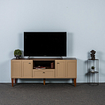 ТВ-тумба бежевая из массива бука с 2-мя дверками и ящиком Wenge Light варинант исполнения - 5 | Loft Concept в Ростове-на-Дону