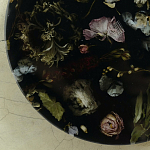 Круглый поднос из эпоксидной смолы с цветами черный Epoxy Resin Flowers Tray Black варинант исполнения - 4 | Loft Concept в Ростове-на-Дону