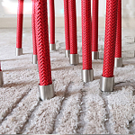 Дизайнерский журнальный стол с круглой прозрачной столешницей и основанием в виде красных металлических тросов Wires варинант исполнения - 3 | Loft Concept в Ростове-на-Дону