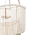 Трехъярусная люстра с подвесками из круглых деревянных бусин белая White Beads Three-tier Chandelier  варинант исполнения - 6 | Loft Concept в Ростове-на-Дону