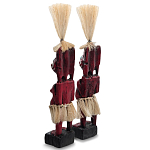 Комплект из 2-х деревянных статуэток Asmat Straw Headdress Statuettes Red Turquoise варинант исполнения - 2 | Loft Concept в Ростове-на-Дону