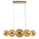 Люстра подвесная светодиодная со стеклянными плафонами янтарного цвета в форме дисков Savio Glass Disc варинант исполнения - 2 | Loft Concept в Ростове-на-Дону