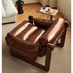 Кресло-диван кожаное на деревянном каркасе Medieval Furniture варинант исполнения - 1 | Loft Concept в Ростове-на-Дону