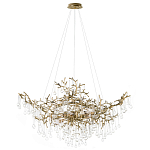 Подвесная люстра в виде ветвей деревьев золотого цвета с прозрачными подвесками-каплями 10 и 14 ламп Droplet Chandelier варинант исполнения - 1 | Loft Concept в Ростове-на-Дону