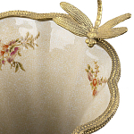 Ваза голубого цвета из фарфора с цветочным рисунком и бронзовой стрекозой Blue Garden варинант исполнения - 1 | Loft Concept в Ростове-на-Дону