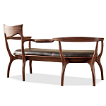 Кушетка с деревянным каркасом и сиденьем из коричневой натуральной кожи Moon Walnut Furniture варинант исполнения - 8 | Loft Concept в Ростове-на-Дону