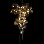 Люстра подвесная вытянутой формы с плафонами из стекла и металла с двумя вертикальными подвесками Gilded Mirage  варинант исполнения - 4 | Loft Concept в Ростове-на-Дону