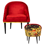 Кресло из натурального бука красное с цветным принтом Impressionism in Art варинант исполнения - 2 | Loft Concept в Ростове-на-Дону