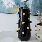 Ваза черная цилиндрическая с глянцевым покрытием и золотыми декоративными элементами Molecule Collection варинант исполнения - 3 | Loft Concept в Ростове-на-Дону