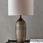 Настольная лампа керамическая с тканевым цилиндрическим абажуром Bullet варинант исполнения - 3 | Loft Concept в Ростове-на-Дону