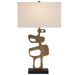 Настольная лампа с фигурным каркасом и прямоугольным тканевым абажуром Brutalist Profile варинант исполнения - 3 | Loft Concept в Ростове-на-Дону