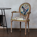 Полукресло из массива бука бежевое с изображением птиц и цветов Beige Green Chinoiserie Garden Chair варинант исполнения - 5 | Loft Concept в Ростове-на-Дону