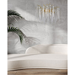 Люстра золотого цвета с декоративными ветками и длинными прозрачными стеклянными подвесами в форме сосулек Droplet Chandelier варинант исполнения - 12 | Loft Concept в Ростове-на-Дону