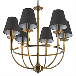 Люстра на металлическом основании бронзового цвета с 6-ю черными конусовидными абажурами Dignity варинант исполнения - 8 | Loft Concept в Ростове-на-Дону