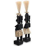 Комплект из 2-х деревянных статуэток Asmat Straw Headdress Statuettes Multicolor варинант исполнения - 4 | Loft Concept в Ростове-на-Дону