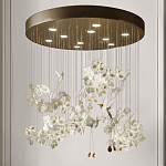 Люстра каскадная с белыми цветами и птицами Takeoff варинант исполнения - 2 | Loft Concept в Ростове-на-Дону