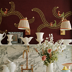 Обои с вышивкой ручной работы Fyodor Original colourway on Merlot linen варинант исполнения - 4 | Loft Concept в Ростове-на-Дону