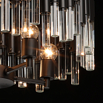 Люстра круглая из матового черного металла с подвесками из прозрачных стеклянных трубок Noir Tubes варинант исполнения - 6 | Loft Concept в Ростове-на-Дону