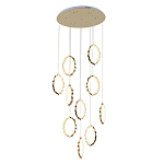 Потолочная люстра каскадная светодиодная с золотистым каркасом Ring of Fire варинант исполнения - 1 | Loft Concept в Ростове-на-Дону