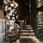 Люстра каскадная из белых цветов каллы и птичек Refined Taste of Light варинант исполнения - 3 | Loft Concept в Ростове-на-Дону