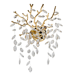 Бра золотого цвета с декоративными ветвями и прозрачными подвесками в форме листьев Droplet Chandelier варинант исполнения - 1 | Loft Concept в Ростове-на-Дону