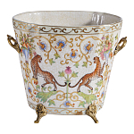 Кашпо с растительным и животным орнаментом на бронзовых ножках Turquoise Blooming Garden варинант исполнения - 1 | Loft Concept в Ростове-на-Дону