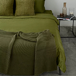 Плед из хлопка жемчужной вязки оливкового цвета Waffle Comfort варинант исполнения - 5 | Loft Concept в Ростове-на-Дону