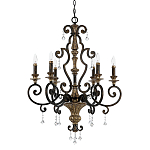 Люстра с подвесками из прозрачного стекла на кованом каркасе бронзового цвета в классическом стиле Quoizel варинант исполнения - 5 | Loft Concept в Ростове-на-Дону
