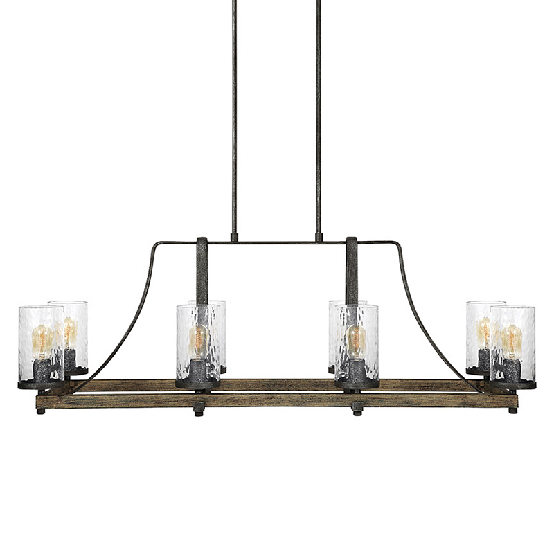 Люстра подвесная с восемью прозрачными стеклянными цилиндрическими плафонами в стиле лофт Feiss Черный Коричневый Прозрачное Стекло в Ростове-на-Дону | Loft Concept 